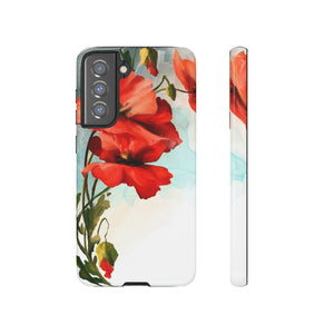 CASEBOB Phone Case Samsung Galaxy S21 FE / Glossy Poppy Flower Drawing Android Case (Protective)