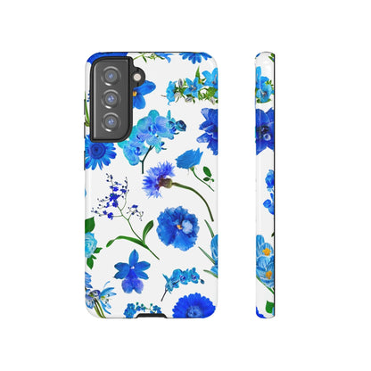 CASEBOB Phone Case Samsung Galaxy S21 FE / Glossy Vintage Flowers Blue Android Case (Protective)