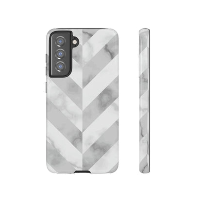 CASEBOB Phone Case Samsung Galaxy S21 FE / Glossy White Herringbone Android Case (Protective)