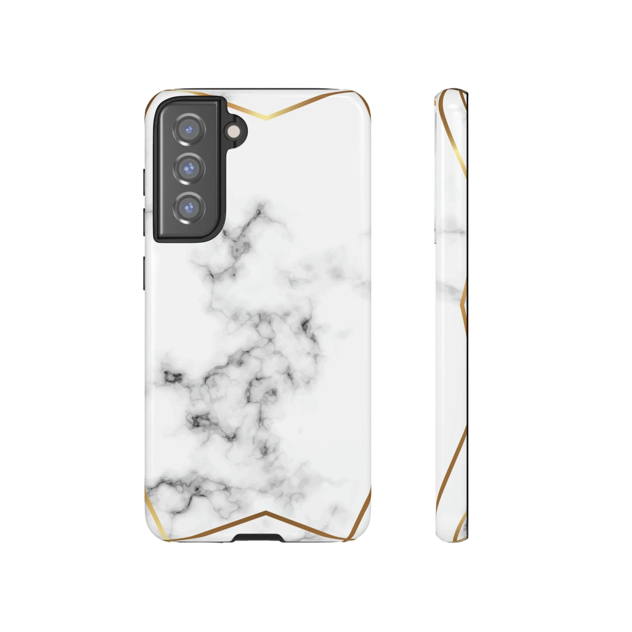 CASEBOB Phone Case Samsung Galaxy S21 FE / Glossy White Marble Gold Android Case (Protective)