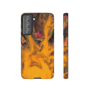 CASEBOB Phone Case Samsung Galaxy S21 FE / Glossy Yellow Flame Ink Art Android Case (Protective)