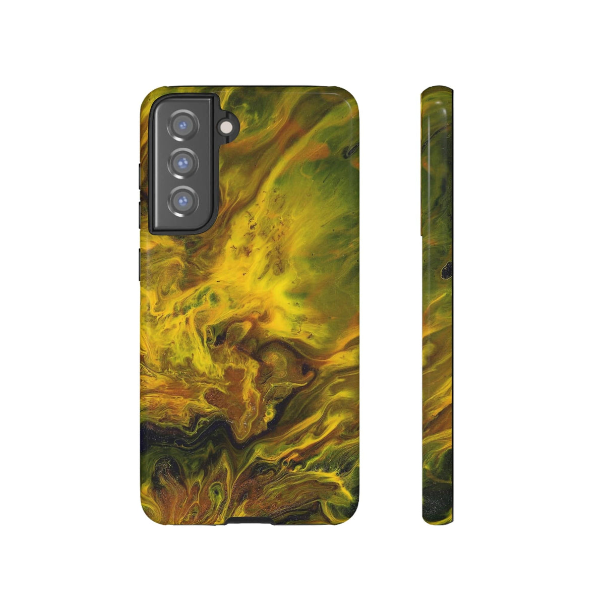 CASEBOB Phone Case Samsung Galaxy S21 FE / Glossy Yellow Ink Art Android Case (Protective)