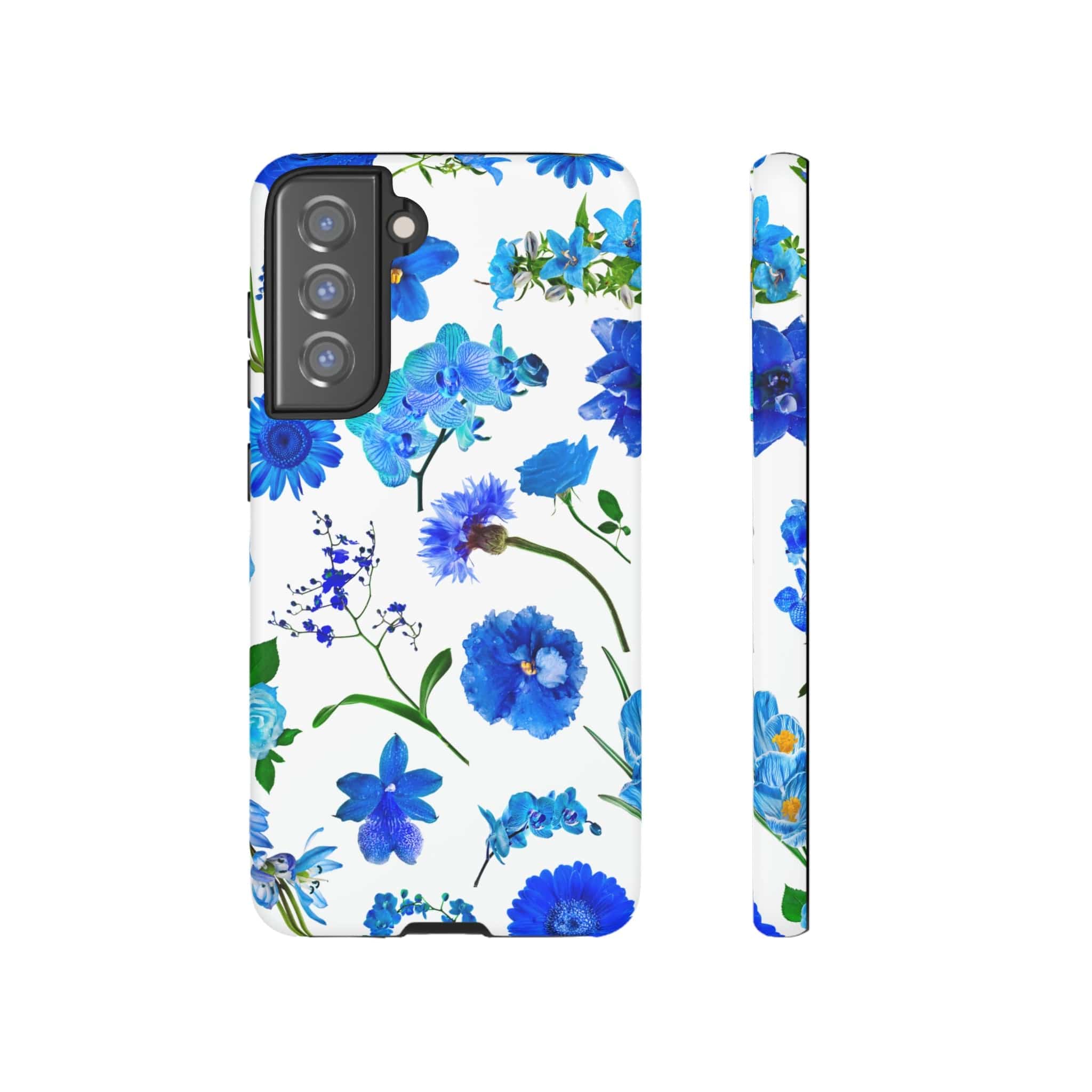 CASEBOB Phone Case Samsung Galaxy S21 FE / Matte Vintage Flowers Blue Android Case (Protective)