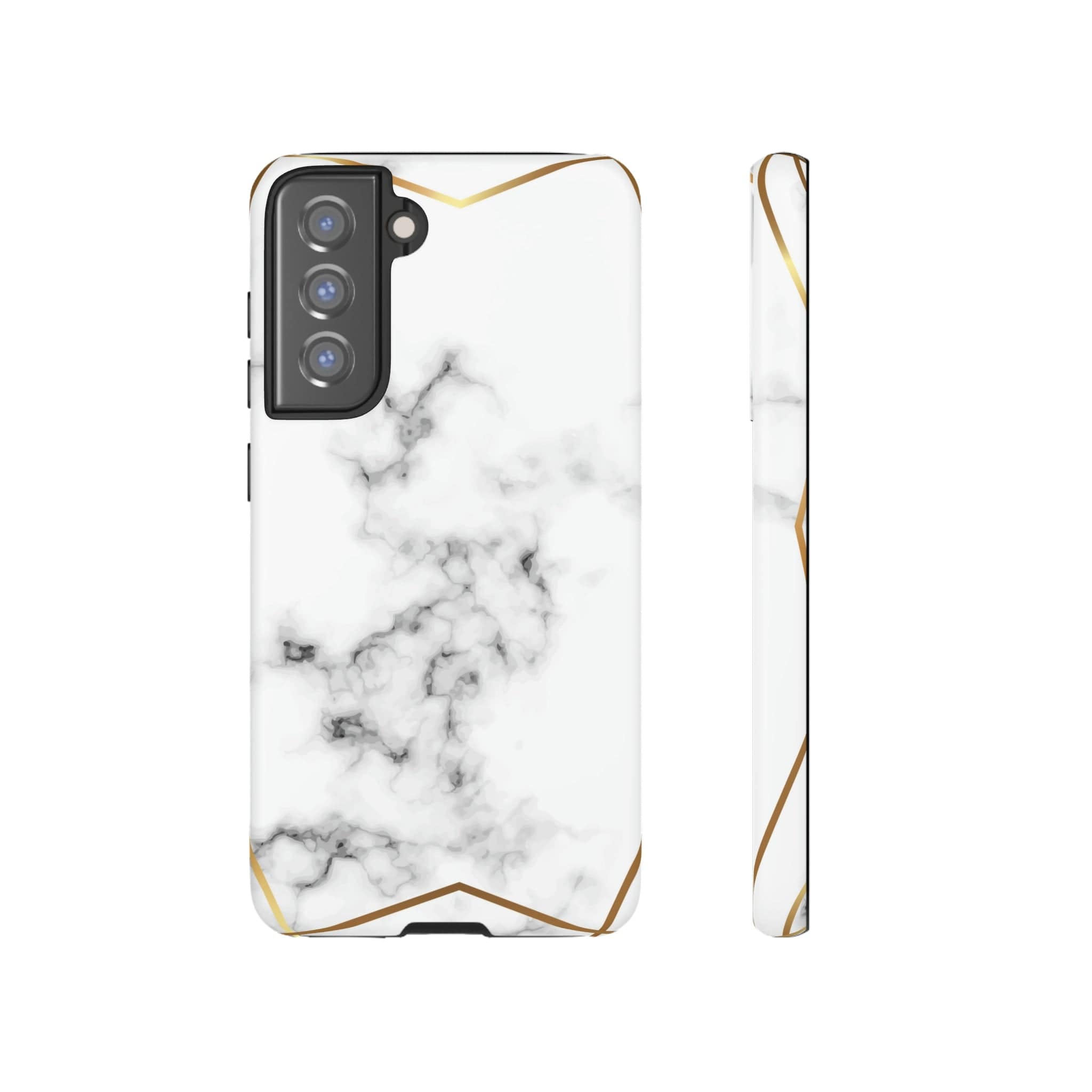 CASEBOB Phone Case Samsung Galaxy S21 FE / Matte White Marble Gold Android Case (Protective)