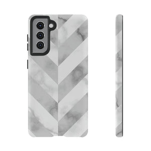 CASEBOB Phone Case Samsung Galaxy S21 / Glossy White Herringbone Android Case (Protective)