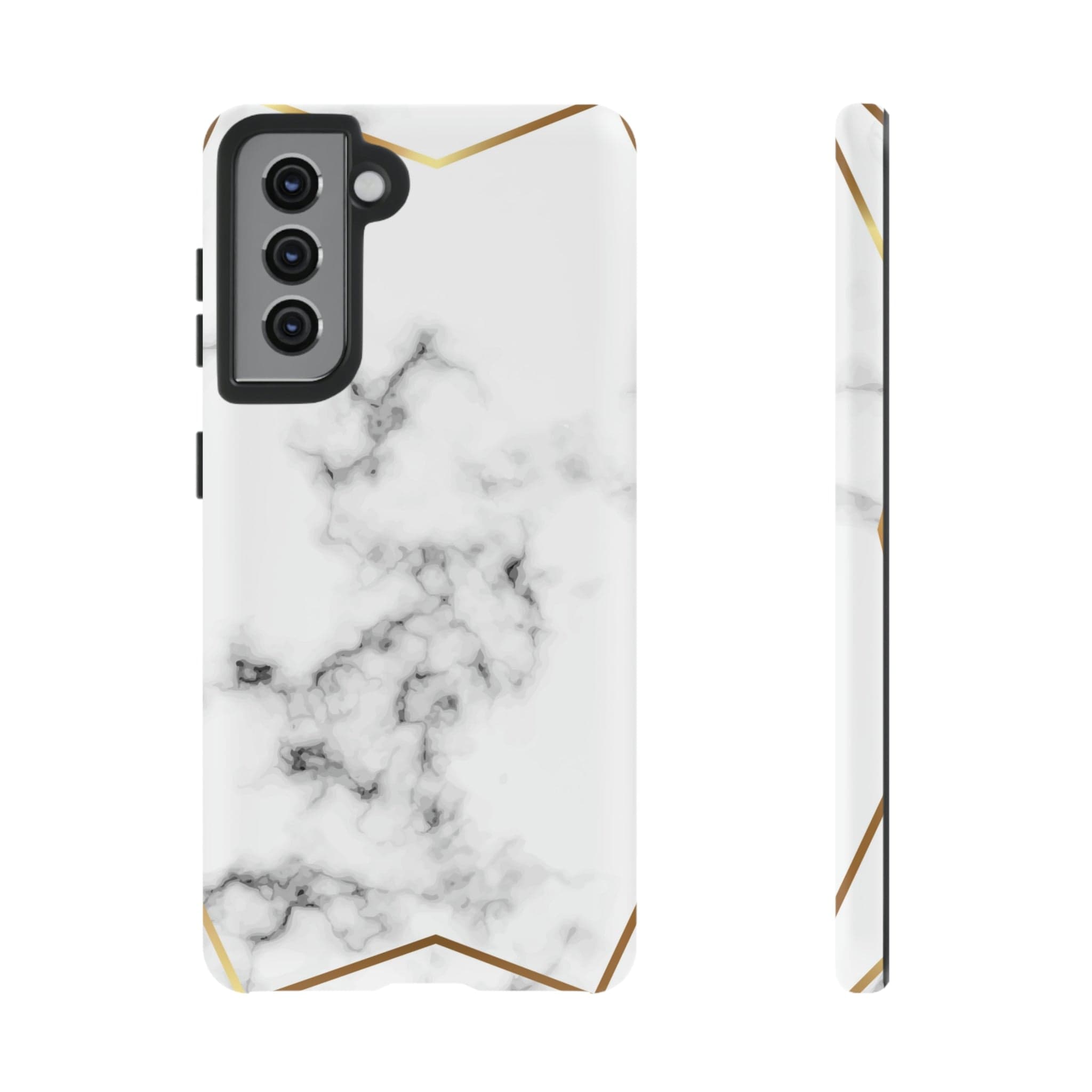 CASEBOB Phone Case Samsung Galaxy S21 / Matte White Marble Gold Android Case (Protective)