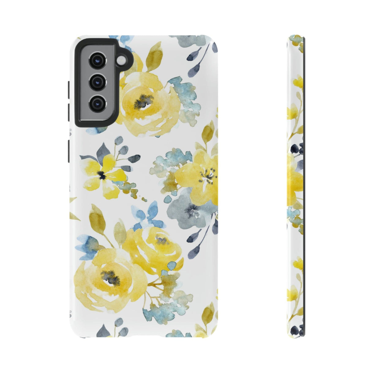 CASEBOB Phone Case Samsung Galaxy S21 Plus / Glossy Yellow Floral Android Case (Protective)