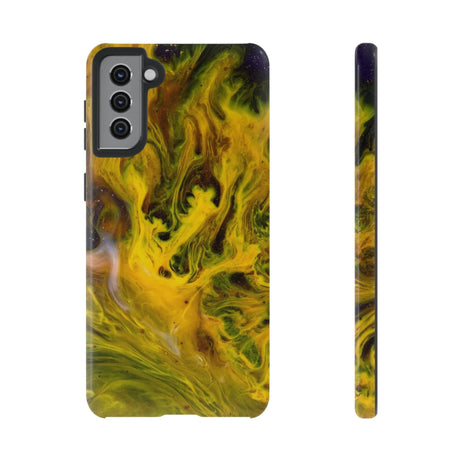 CASEBOB Phone Case Samsung Galaxy S21 Plus / Glossy Yellow Liquid Ink Art Android Case (Protective)