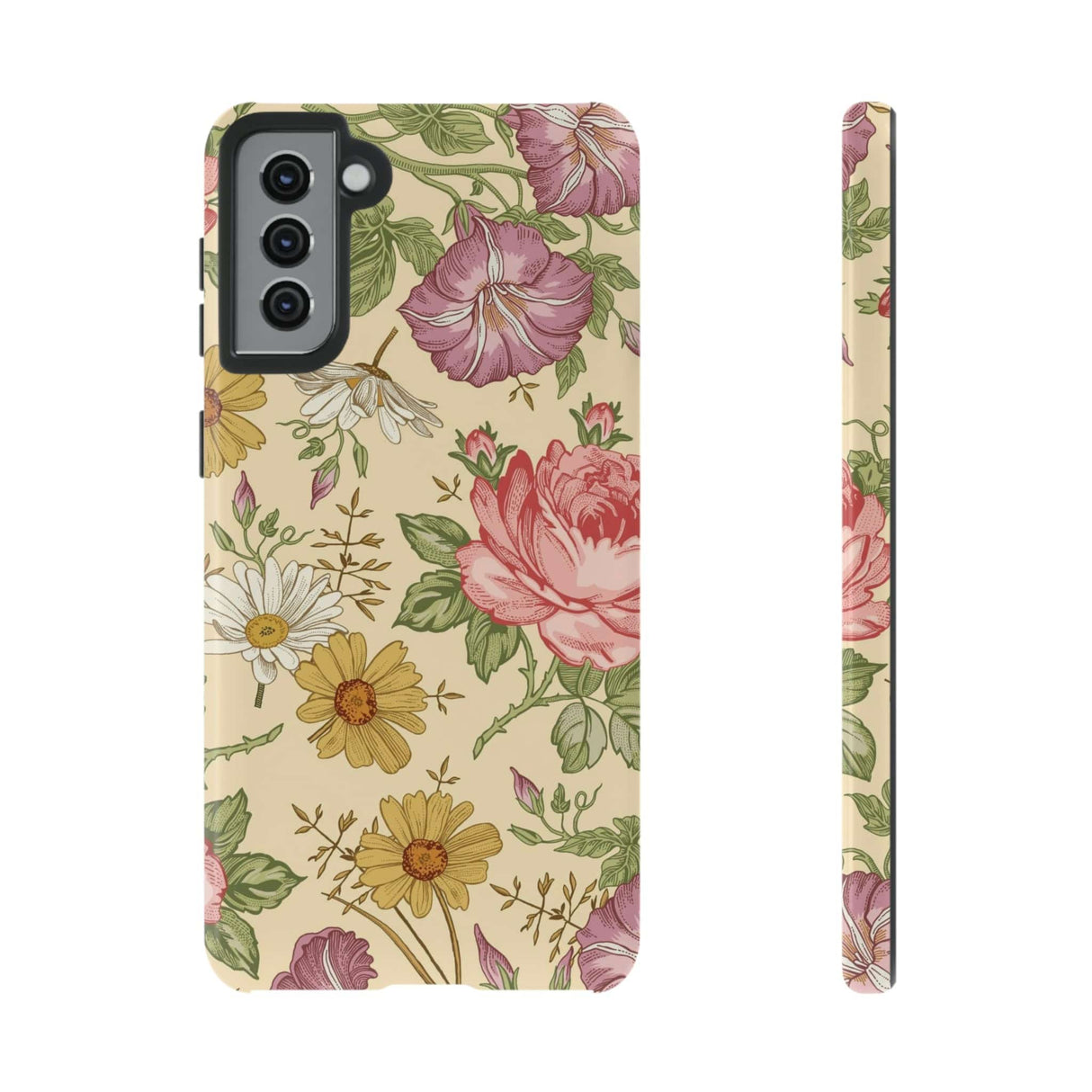 CASEBOB Phone Case Samsung Galaxy S21 Plus / Glossy Yellow Vintage Flower Samsung Case (Protective)