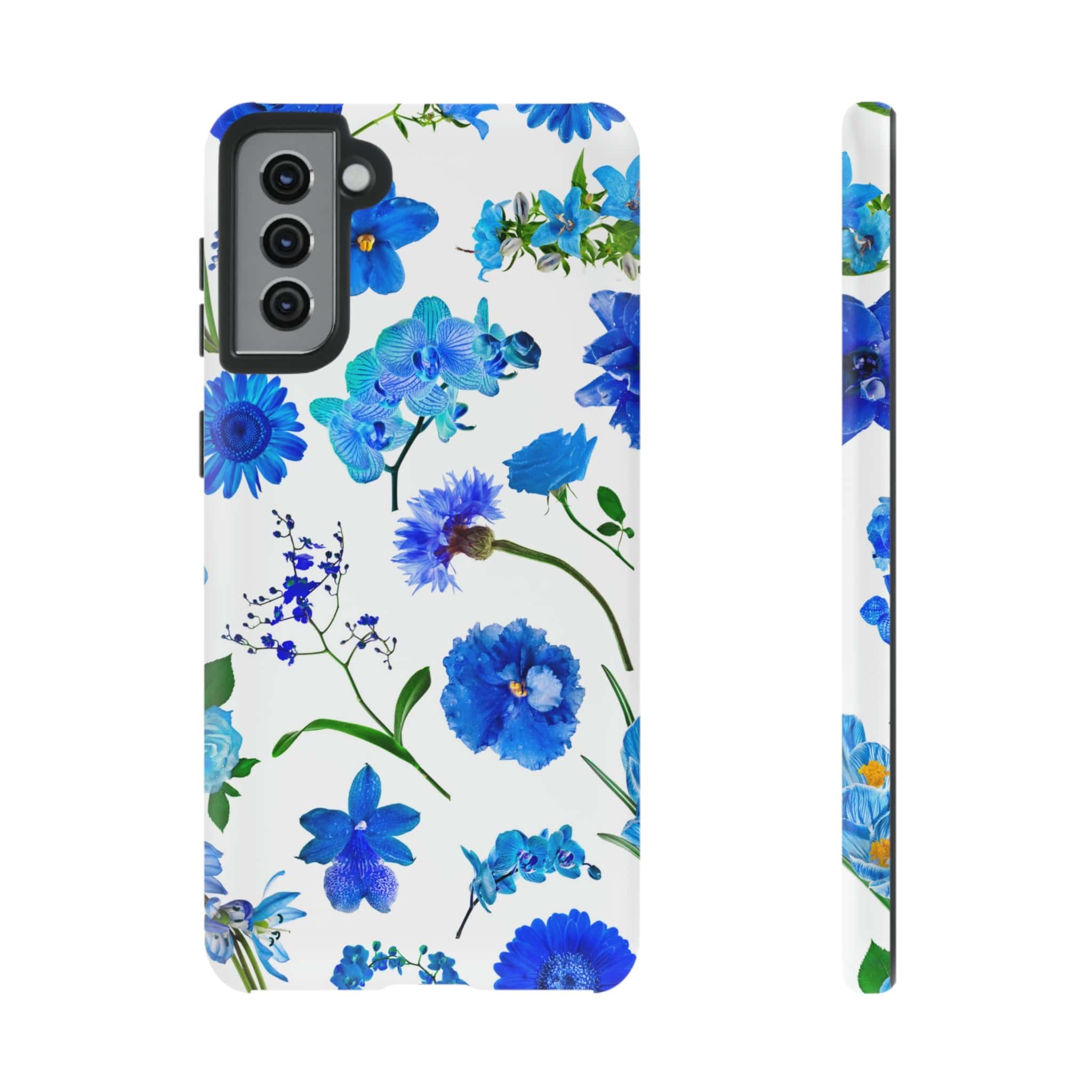 CASEBOB Phone Case Samsung Galaxy S21 Plus / Matte Vintage Flowers Blue Android Case (Protective)