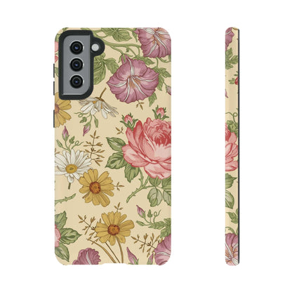 CASEBOB Phone Case Samsung Galaxy S21 Plus / Matte Yellow Vintage Flower Samsung Case (Protective)