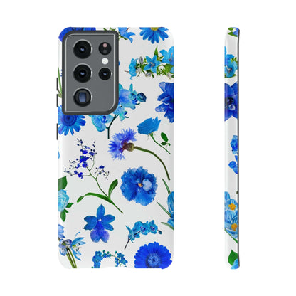 CASEBOB Phone Case Samsung Galaxy S21 Ultra / Glossy Vintage Flowers Blue Android Case (Protective)