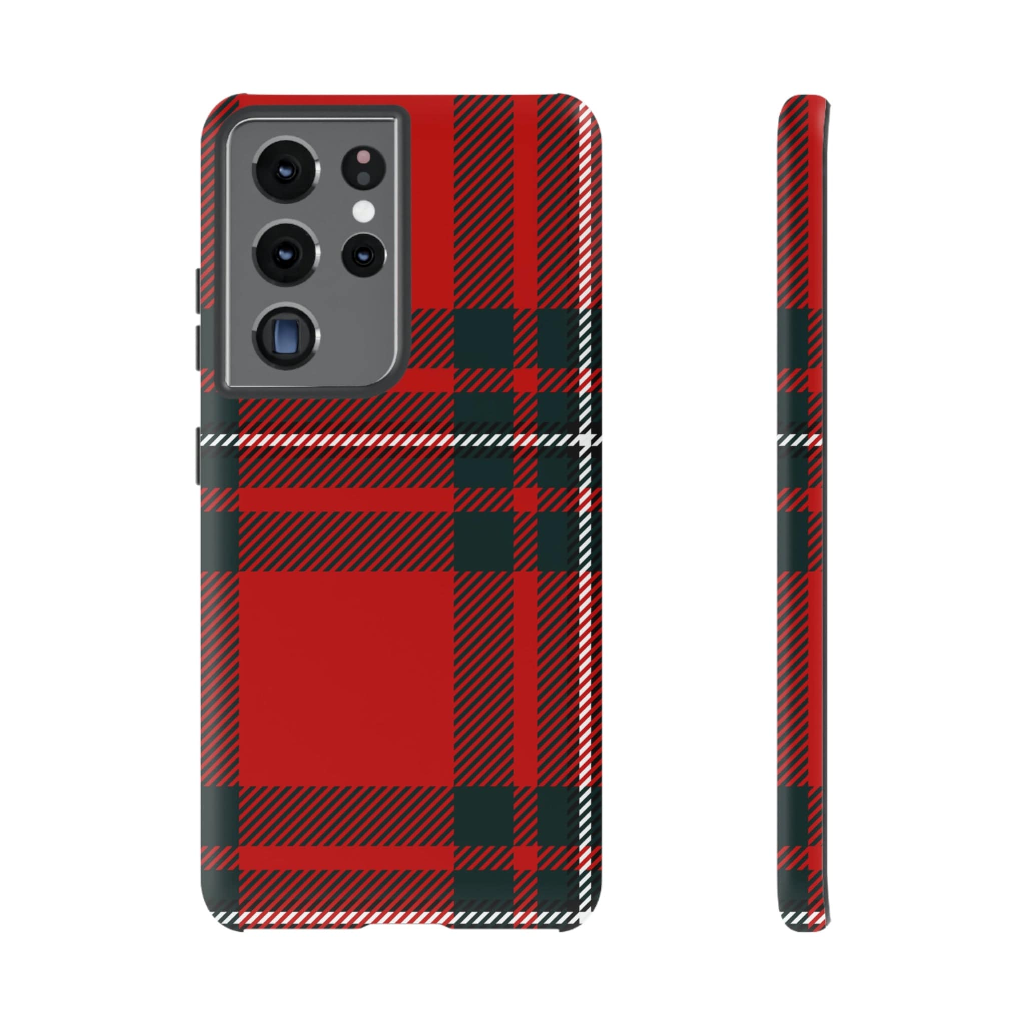 CASEBOB Phone Case Samsung Galaxy S21 Ultra / Matte Plaid Pattern Red Android Case (Protective)