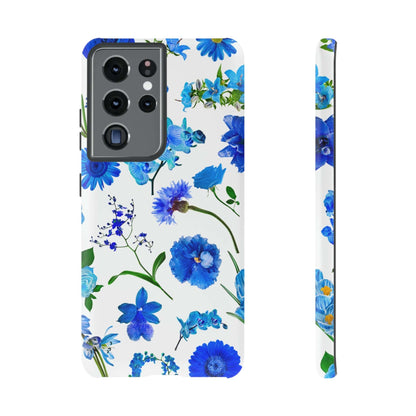 CASEBOB Phone Case Samsung Galaxy S21 Ultra / Matte Vintage Flowers Blue Android Case (Protective)