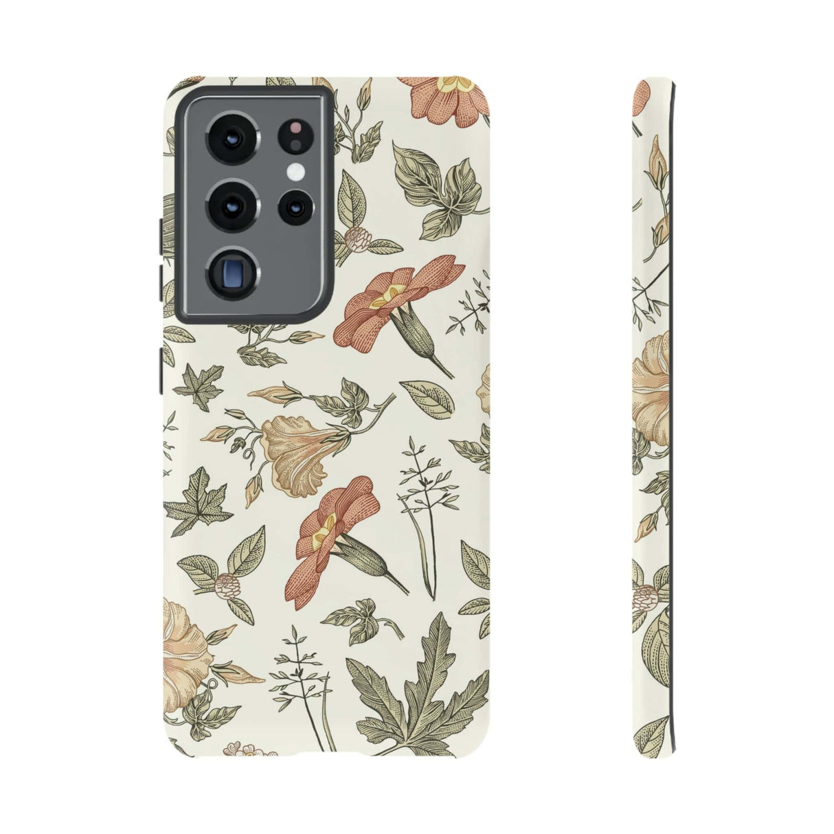 CASEBOB Phone Case Samsung Galaxy S21 Ultra / Matte White Vintage Flower Samsung Case (Protective)