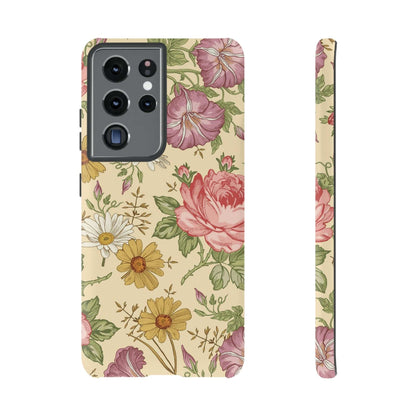 CASEBOB Phone Case Samsung Galaxy S21 Ultra / Matte Yellow Vintage Flower Samsung Case (Protective)