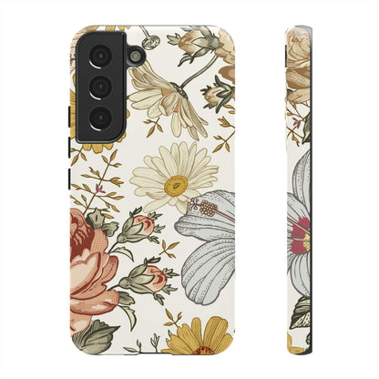 CASEBOB Phone Case Samsung Galaxy S22 / Glossy Linear Vintage Flower Samsung Case (Protective)