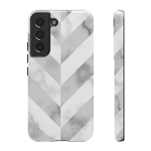 CASEBOB Phone Case Samsung Galaxy S22 / Glossy White Herringbone Android Case (Protective)