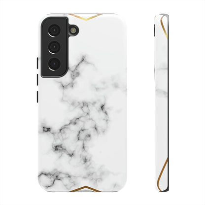 CASEBOB Phone Case Samsung Galaxy S22 / Glossy White Marble Gold Android Case (Protective)