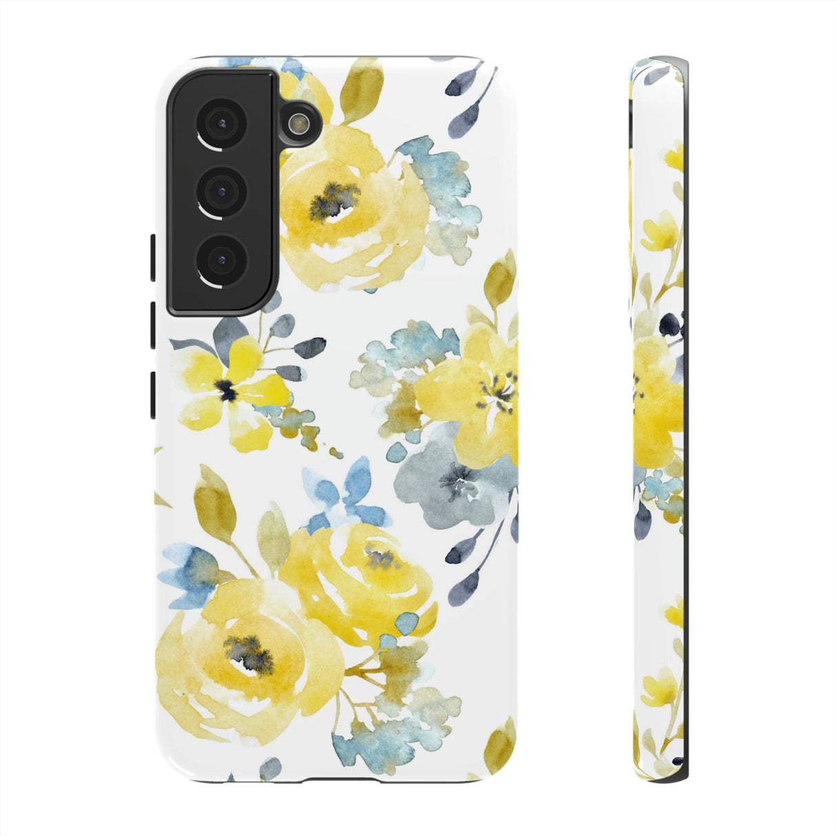 CASEBOB Phone Case Samsung Galaxy S22 / Glossy Yellow Floral Android Case (Protective)