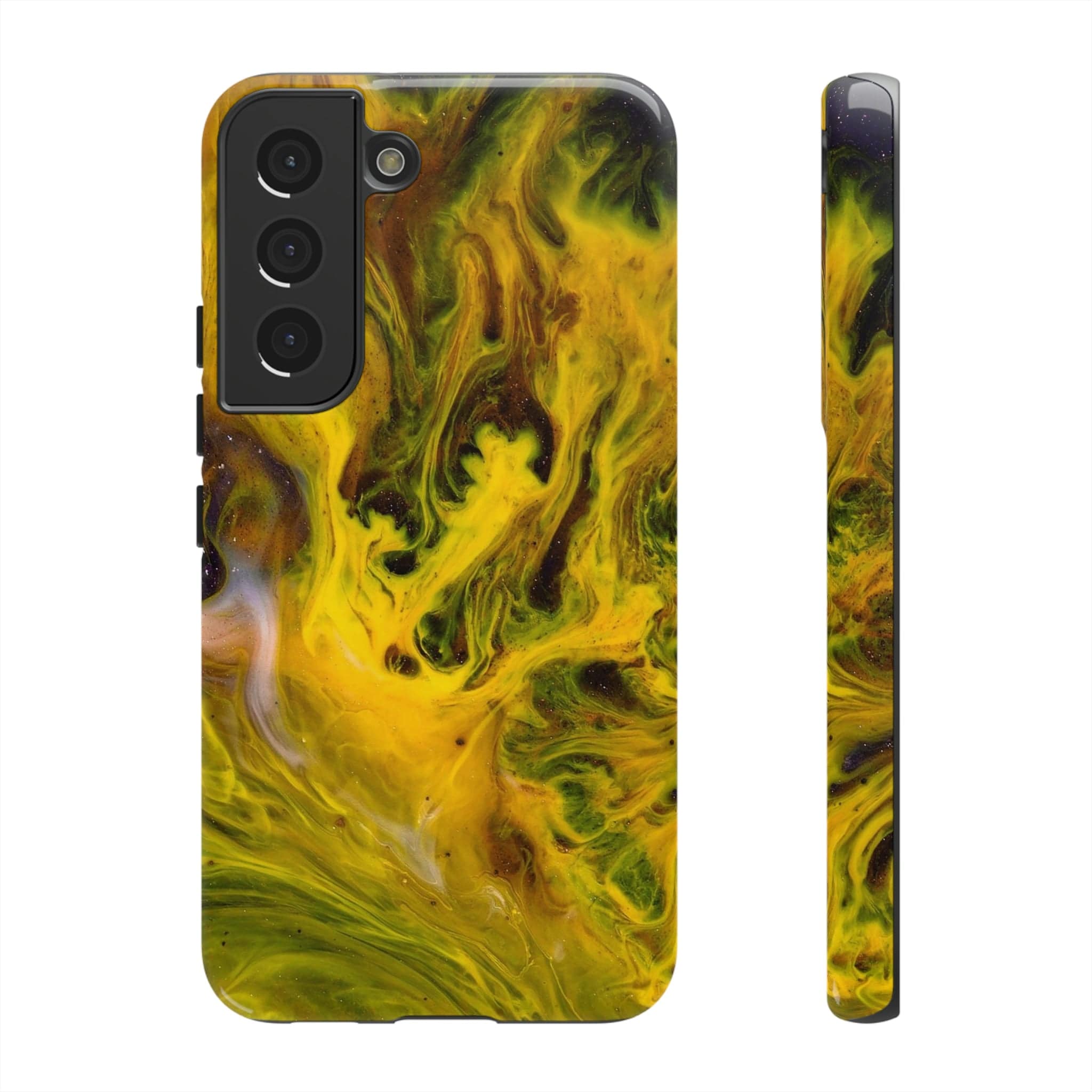 CASEBOB Phone Case Samsung Galaxy S22 / Glossy Yellow Liquid Ink Art Android Case (Protective)