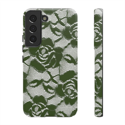 CASEBOB Phone Case Samsung Galaxy S22 / Matte Green Rose Lace Gothic Flower Samsung Case (Protective)