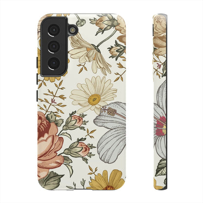 CASEBOB Phone Case Samsung Galaxy S22 / Matte Linear Vintage Flower Samsung Case (Protective)