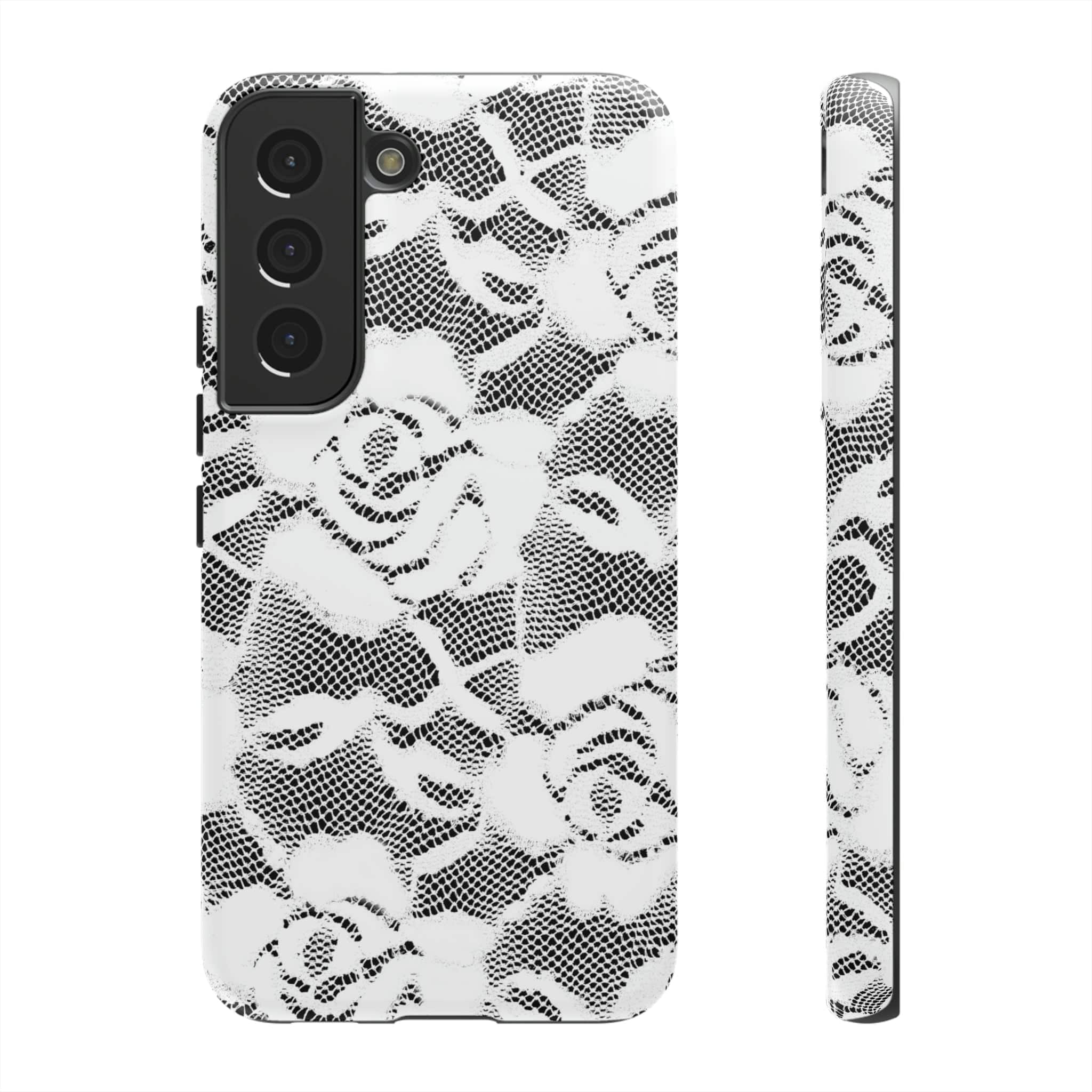 CASEBOB Phone Case Samsung Galaxy S22 / Matte White Rose Lace Gothic Flower Samsung Case (Protective)