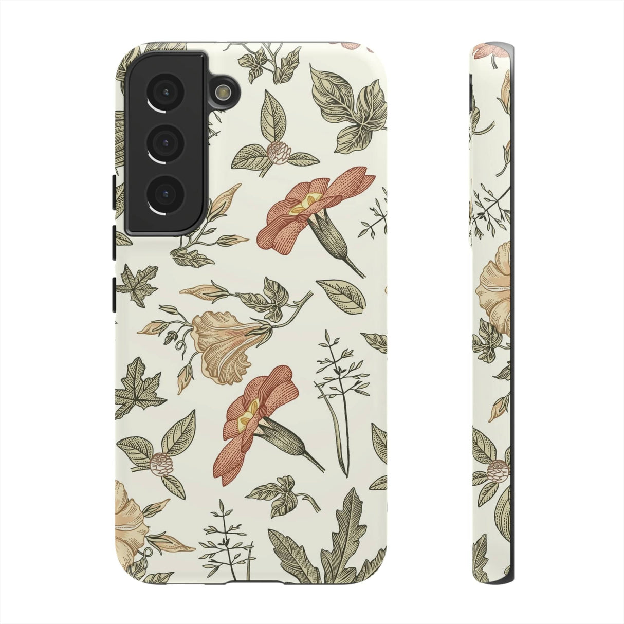 CASEBOB Phone Case Samsung Galaxy S22 / Matte White Vintage Flower Samsung Case (Protective)