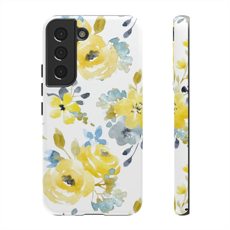 CASEBOB Phone Case Samsung Galaxy S22 / Matte Yellow Floral Android Case (Protective)