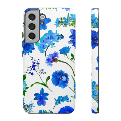 CASEBOB Phone Case Samsung Galaxy S22 Plus / Glossy Vintage Flowers Blue Android Case (Protective)