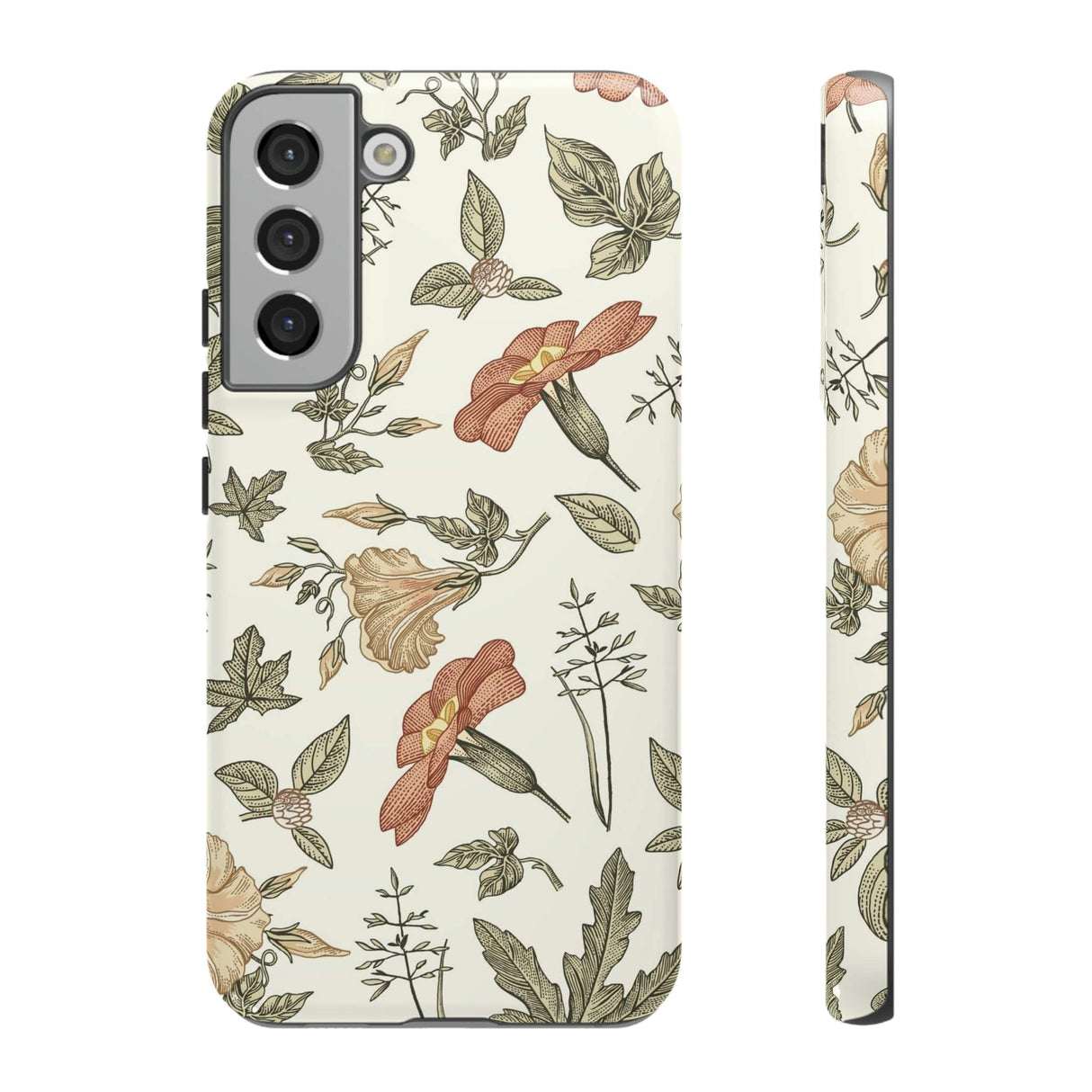 CASEBOB Phone Case Samsung Galaxy S22 Plus / Glossy White Vintage Flower Samsung Case (Protective)