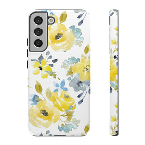 CASEBOB Phone Case Samsung Galaxy S22 Plus / Glossy Yellow Floral Android Case (Protective)