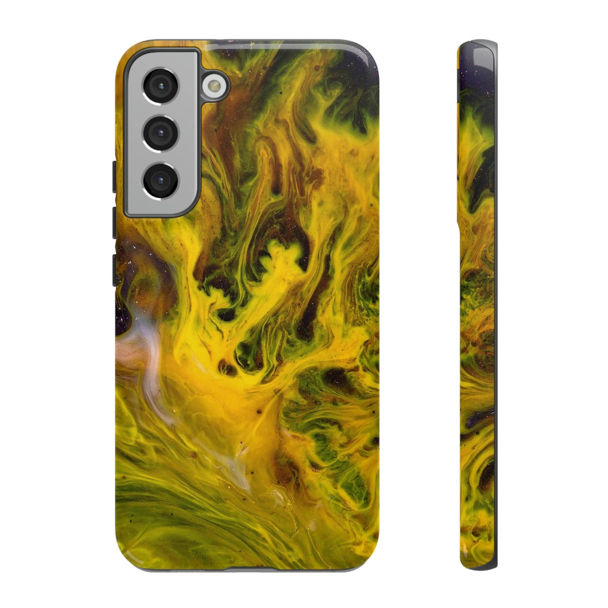 CASEBOB Phone Case Samsung Galaxy S22 Plus / Glossy Yellow Liquid Ink Art Android Case (Protective)