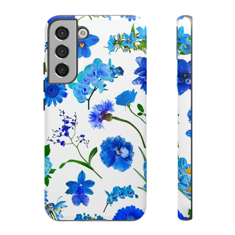 CASEBOB Phone Case Samsung Galaxy S22 Plus / Matte Vintage Flowers Blue Android Case (Protective)