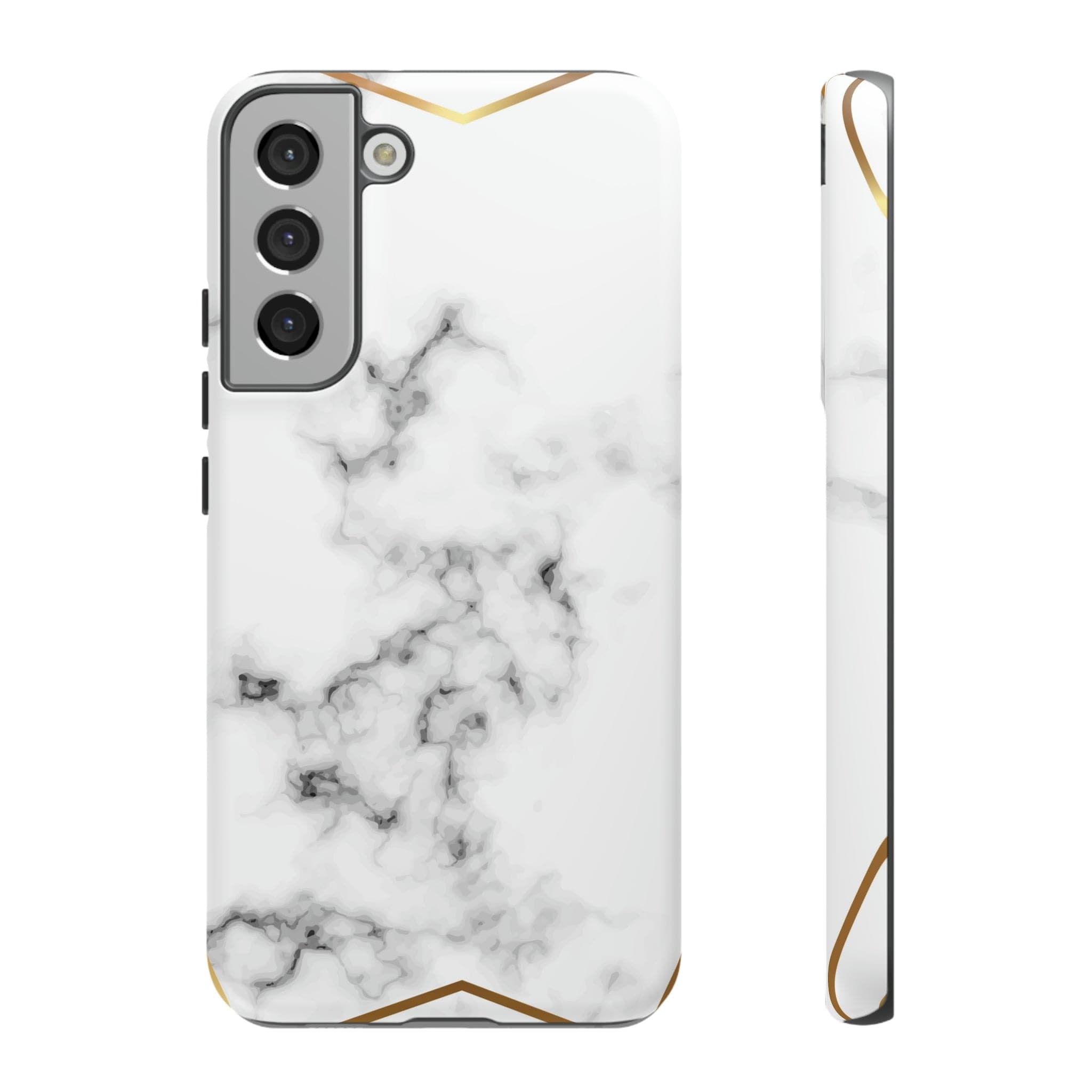 CASEBOB Phone Case Samsung Galaxy S22 Plus / Matte White Marble Gold Android Case (Protective)