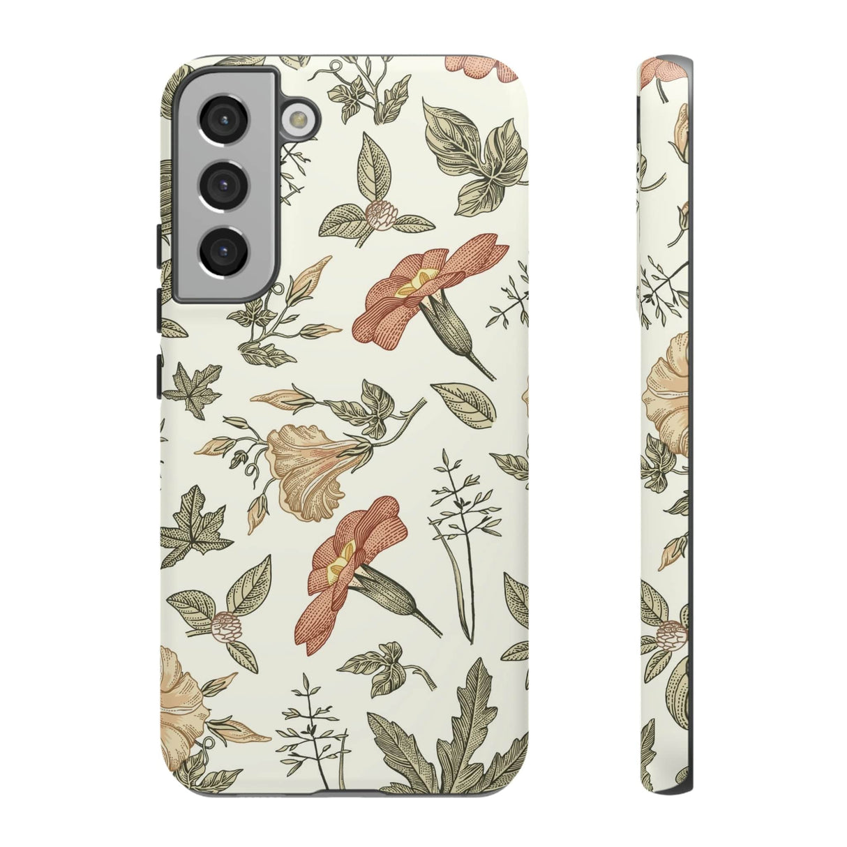 CASEBOB Phone Case Samsung Galaxy S22 Plus / Matte White Vintage Flower Samsung Case (Protective)