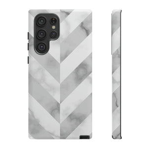 CASEBOB Phone Case Samsung Galaxy S22 Ultra / Glossy White Herringbone Android Case (Protective)