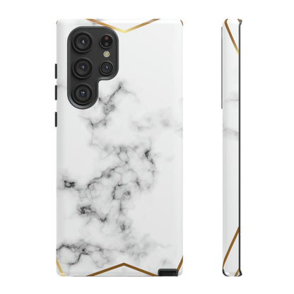 CASEBOB Phone Case Samsung Galaxy S22 Ultra / Glossy White Marble Gold Android Case (Protective)