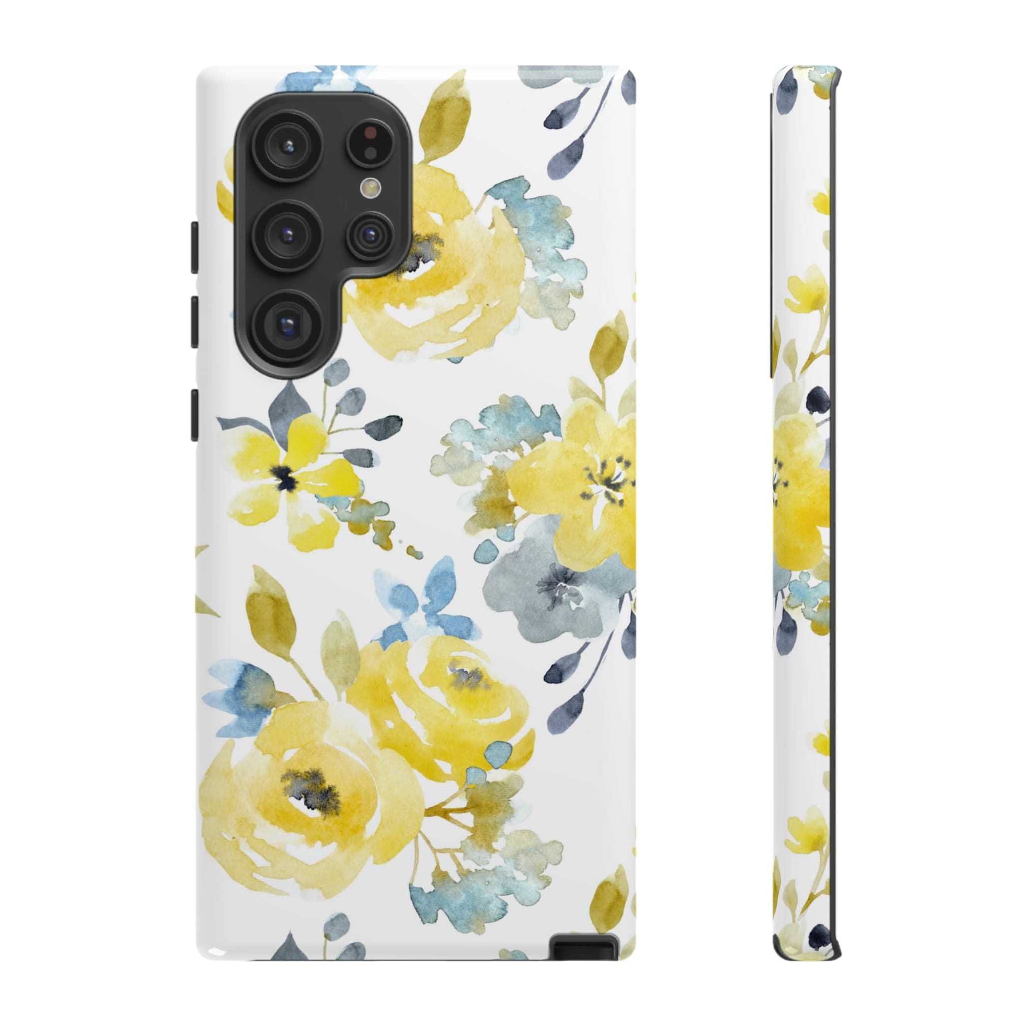 CASEBOB Phone Case Samsung Galaxy S22 Ultra / Glossy Yellow Floral Android Case (Protective)