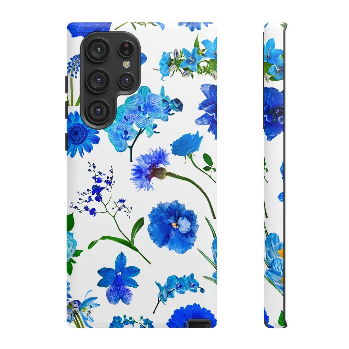 CASEBOB Phone Case Samsung Galaxy S22 Ultra / Matte Vintage Flowers Blue Android Case (Protective)