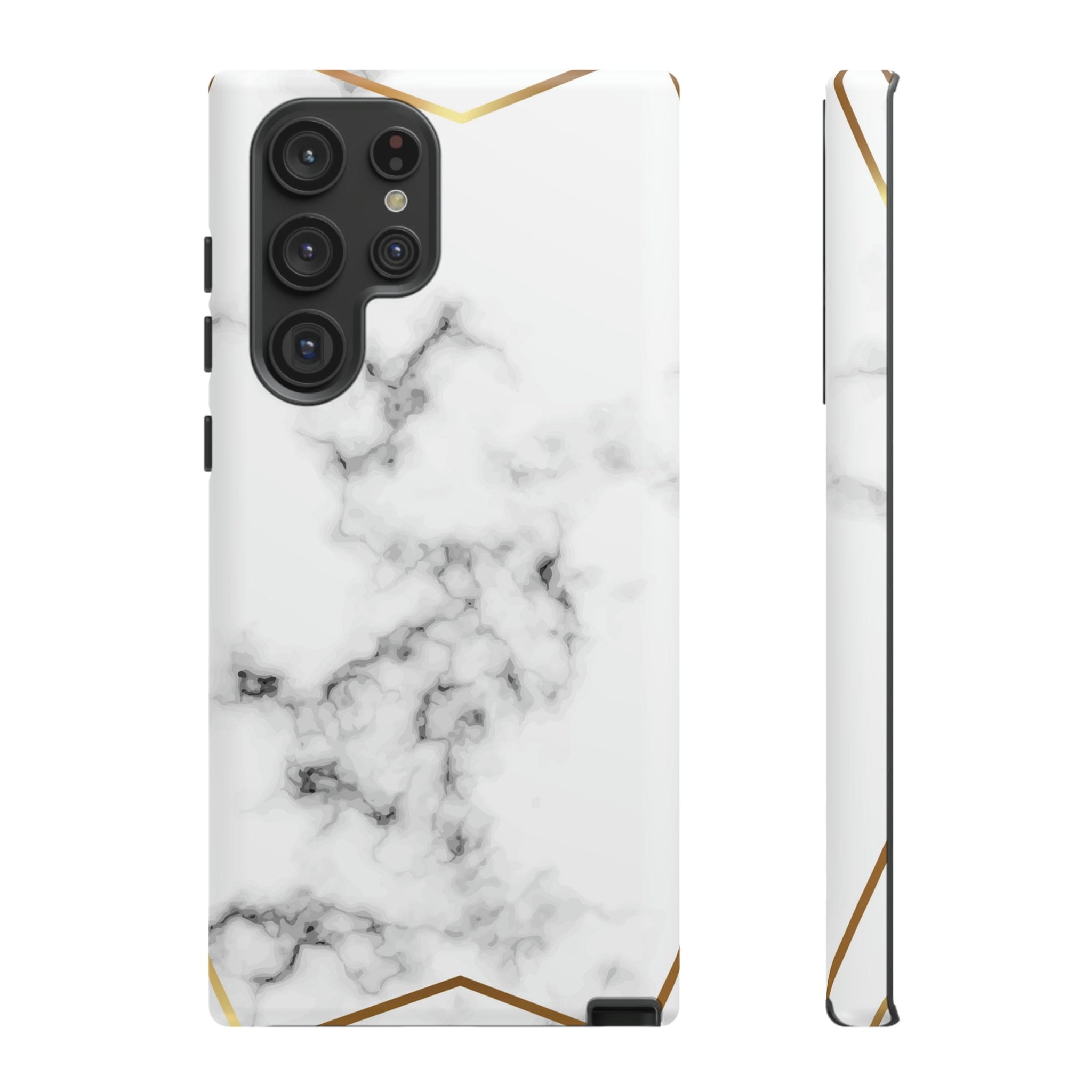 CASEBOB Phone Case Samsung Galaxy S22 Ultra / Matte White Marble Gold Android Case (Protective)