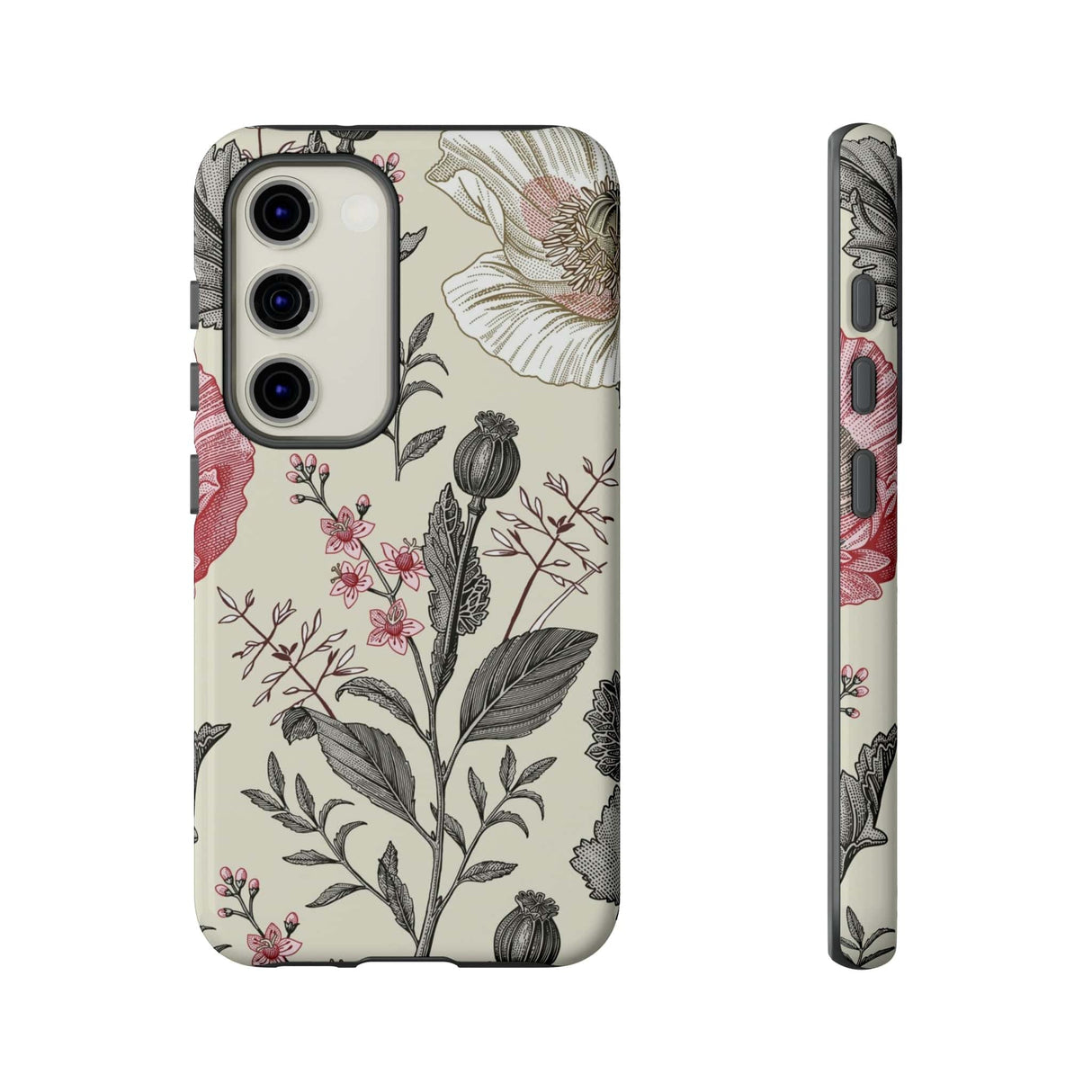 CASEBOB Phone Case Samsung Galaxy S23 / Glossy Poppy Pink Vintage Flower Samsung Case (Protective)