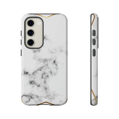 CASEBOB Phone Case Samsung Galaxy S23 / Glossy White Marble Gold Android Case (Protective)