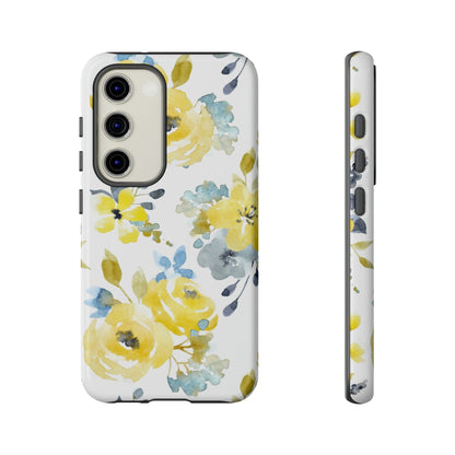 CASEBOB Phone Case Samsung Galaxy S23 / Glossy Yellow Floral Android Case (Protective)