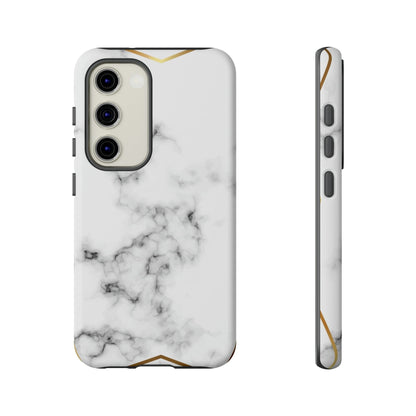 CASEBOB Phone Case Samsung Galaxy S23 / Matte White Marble Gold Android Case (Protective)