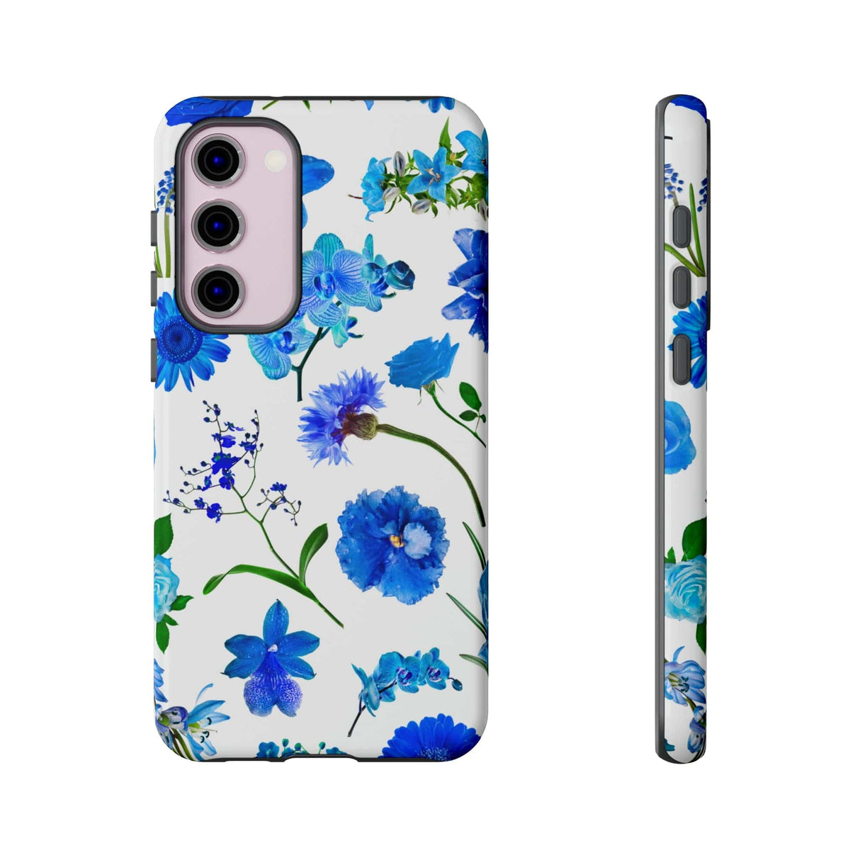 CASEBOB Phone Case Samsung Galaxy S23 Plus / Glossy Vintage Flowers Blue Android Case (Protective)