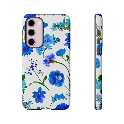 CASEBOB Phone Case Samsung Galaxy S23 Plus / Glossy Vintage Flowers Blue Android Case (Protective)