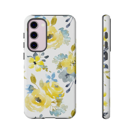 CASEBOB Phone Case Samsung Galaxy S23 Plus / Glossy Yellow Floral Android Case (Protective)