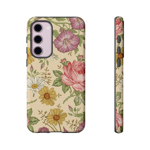 CASEBOB Phone Case Samsung Galaxy S23 Plus / Glossy Yellow Vintage Flower Samsung Case (Protective)